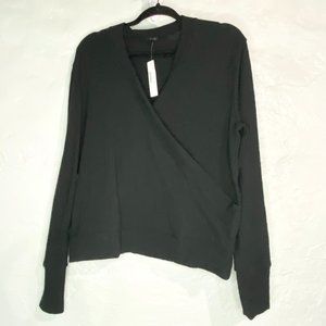 J Crew Black Label Cotton Textured Wrap Top